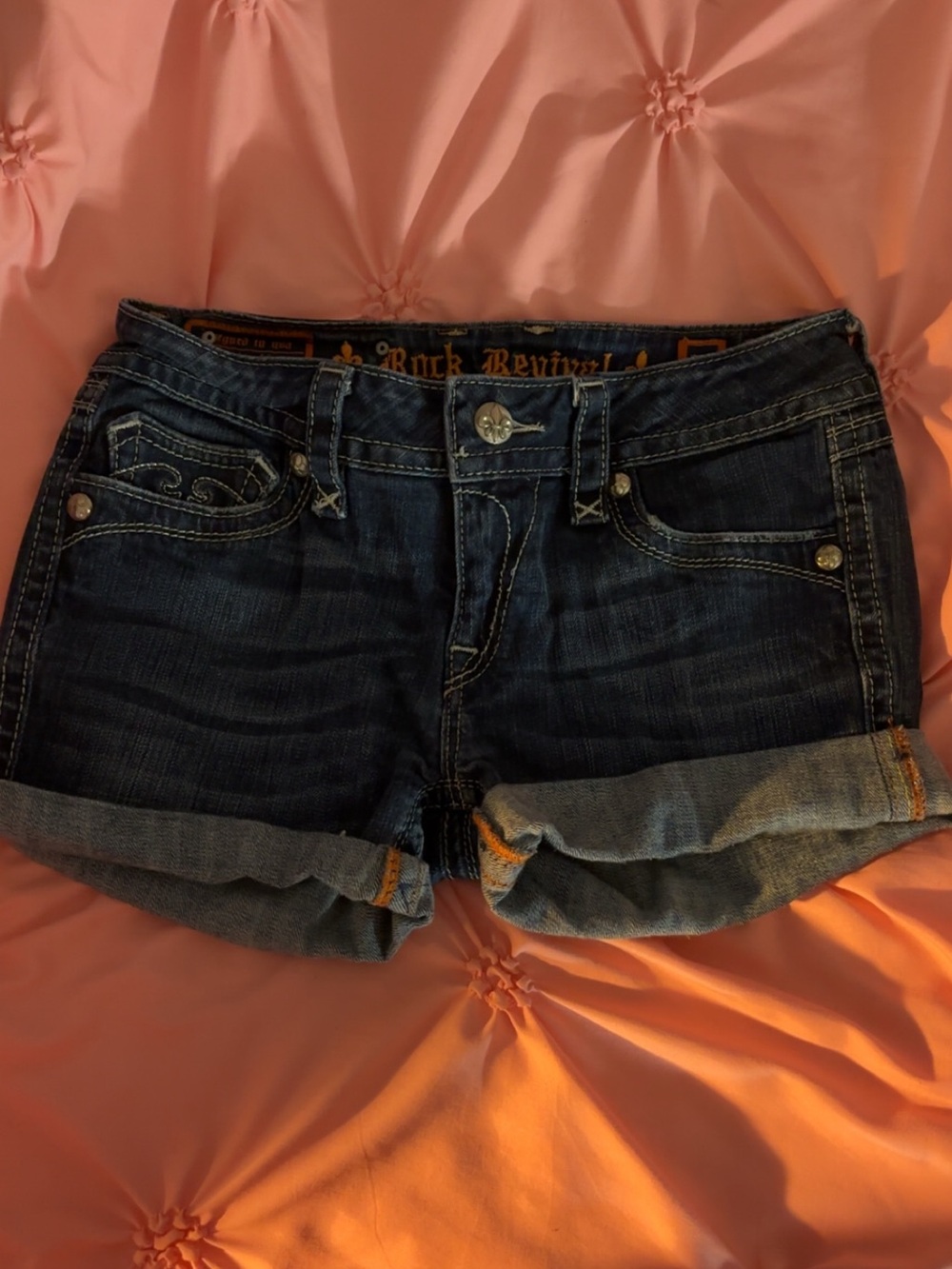 Rock Revival Dark Indigo Roll-Cuff Denim Shorts